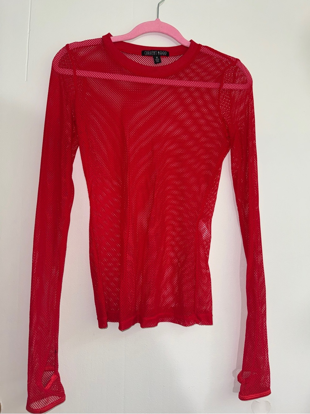 Red Current Mood See Thru Me Fishnet Top
